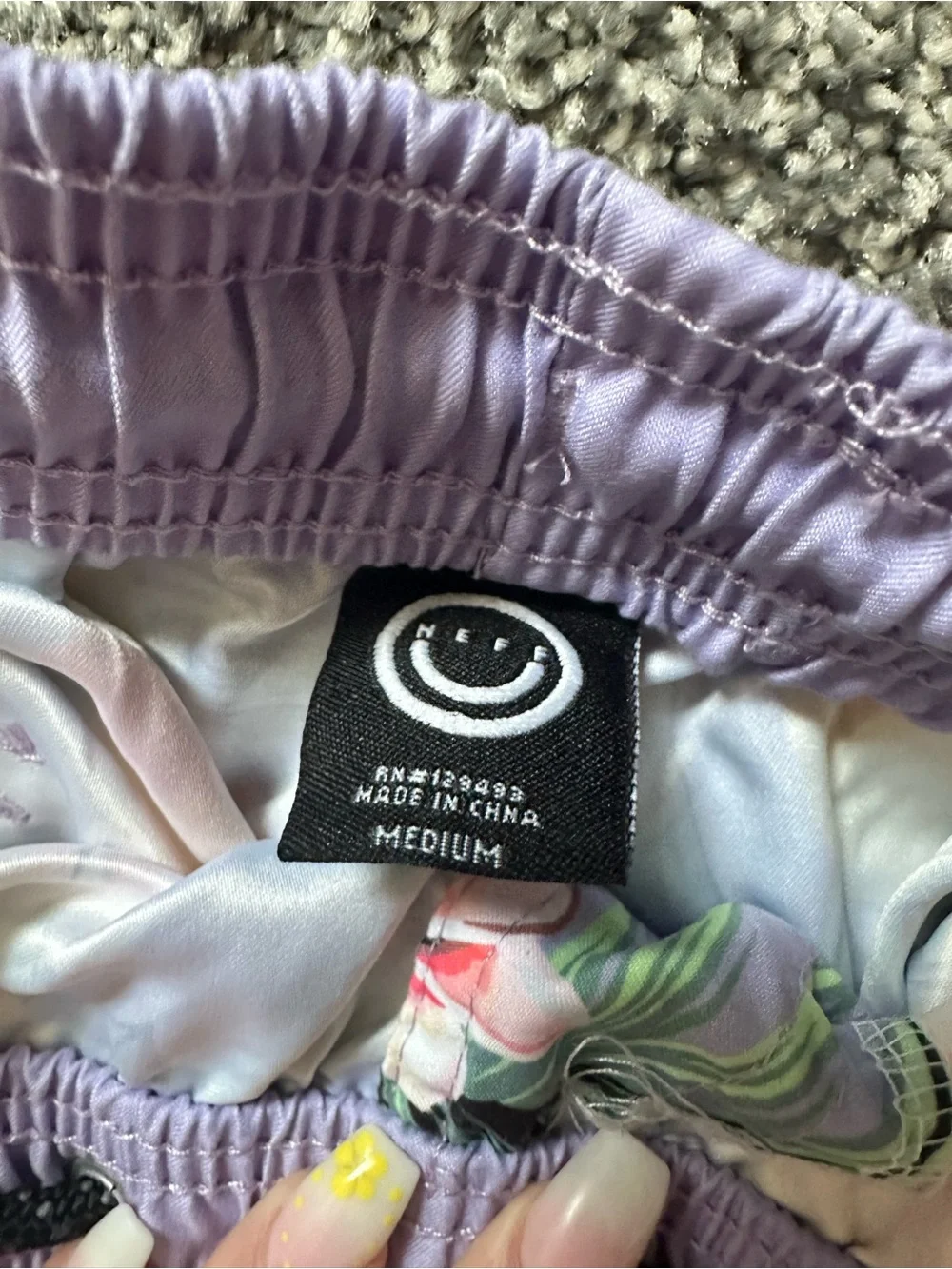 Neff Purple Swim Trunks with Yellow Rubber Duck Print